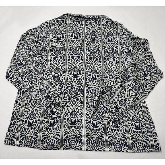 Eberjey x Casa Del Sol - Inez Washable Silk Printed Long PJ Set in Azulejos Navy - Picture 6 of 9